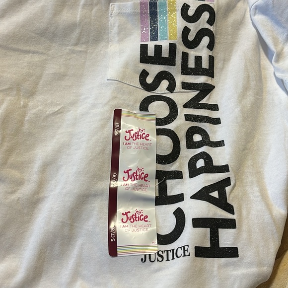 New Justice size Small (7/8) crop short sleeve glitter shirt - Picture 3 of 13